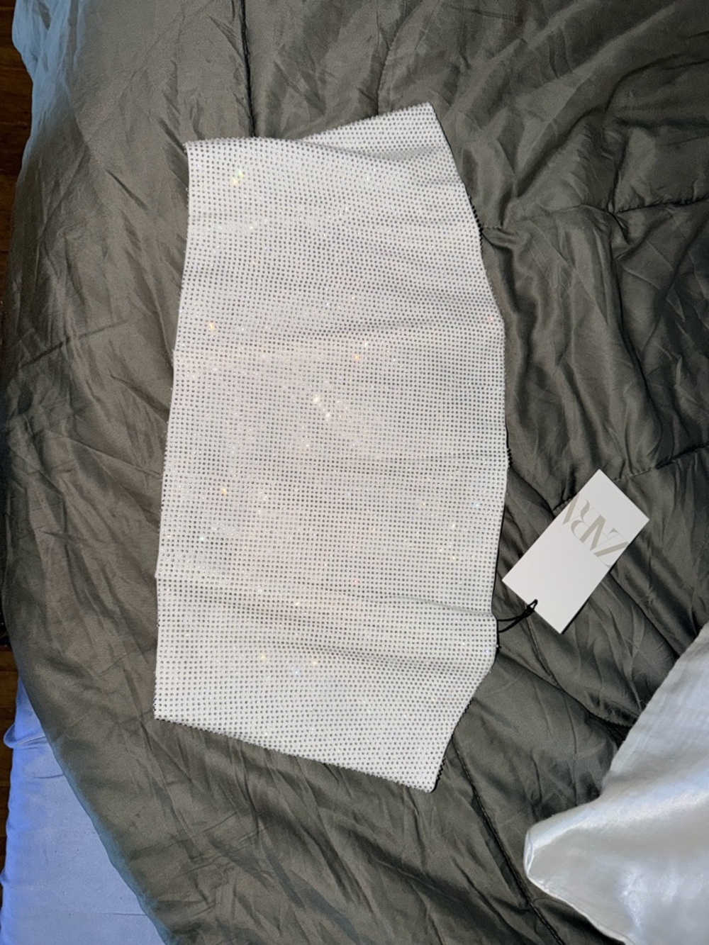 Zara White Embellished Crop Top